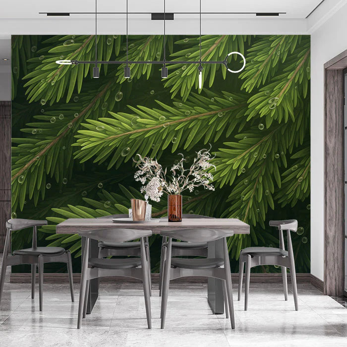 Green Palm Leaf Mural Wallpaper in Cafe Various Shades of Green Palm -1 Mural Wallpaper - pure wallpaper artwork
