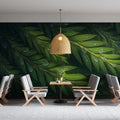 Green Palm Leaf Mural Wallpaper in Cafe Various Shades of Green Palm -2 Mural Wallpaper - pure wallpaper artwork