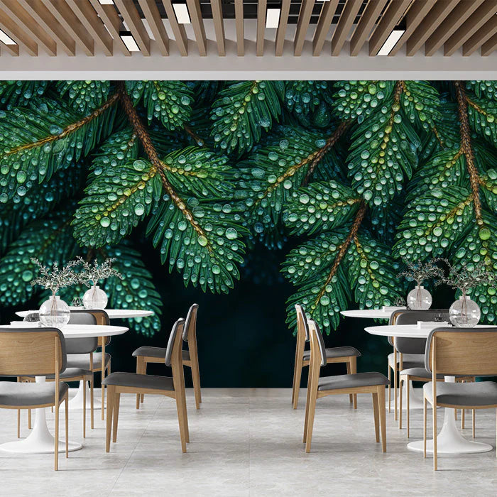 Green Palm Leaf Mural Wallpaper in Cafe Various Shades of Green Palm -4 Mural Wallpaper