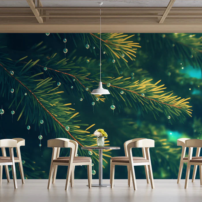 Green Palm Leaf Mural Wallpaper in Cafe Various Shades of Green Palm -6 Mural Wallpaper