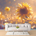 Sunflower Field Mural Wallpaper in Living Room Yellow and Orange Sunflower -1 Mural Wallpaper - pure wallpaper artwork