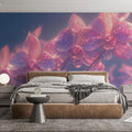 Pink Orchid Mural Wallpaper in Bedroom Pink, Purple, and Blue Orchid Mural Wallpaper - pure wallpaper artwork