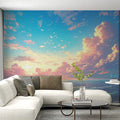 Sunset Clouds Mural Wallpaper in Living Room Orange, Red, Blue, and Purple Sunset Clouds -2 Mural Wallpaper - pure wallpaper artwork