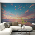 Sunset Clouds Mural Wallpaper in Living Room Orange, Red, Blue, and Purple Sunset Clouds -4 Mural Wallpaper - pure wallpaper artwork
