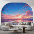 Sunset Clouds Mural Wallpaper in Living Room Orange, Red, Blue, and Purple Sunset Clouds -5 Mural Wallpaper - pure wallpaper artwork