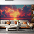 Sunset Clouds Mural Wallpaper in Living Room Orange, Red, Blue, and Purple Sunset Clouds -6 Mural Wallpaper - pure wallpaper artwork