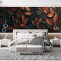 Autumn Leaves Mural Wallpaper in Bedroom Brown, Orange, and Yellow Autumn Leaves -4 Mural Wallpaper - pure wallpaper artwork