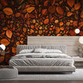 Autumn Leaves Mural Wallpaper in Bedroom Brown, Orange, and Yellow Autumn Leaves -7 Mural Wallpaper - pure wallpaper artwork