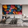 Colorful Leaf Mural Wallpaper in Bedroom Various Colors (Orange, Blue, Purple, etc.) Leaves -2 Mural Wallpaper - pure wallpaper artwork