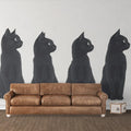 Vintage Black Cats Mural Wallpaper in Living Room Black, White, and Gold Cats Mural Wallpaper - pure wallpaper artwork