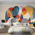 Abstract Elephant Mural Wallpaper in Bedroom Various Colors (Blue, Orange, Yellow, etc.) of Elephant Mural Wallpaper - pure wallpaper artwork
