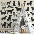 Dog Pattern Mural Wallpaper in Playroom Black and Beige Dog Mural Wallpaper - pure wallpaper artwork