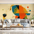 Abstract Art Mural Wallpaper in Living Room Various Colors (Orange, Blue, Green, etc.) Dog Mural Wallpaper - pure wallpaper artwork