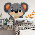 Koala Mural Wallpaper in Bedroom Gray, Orange, Green, and Various Colors Koala Mural Wallpaper - pure wallpaper artwork