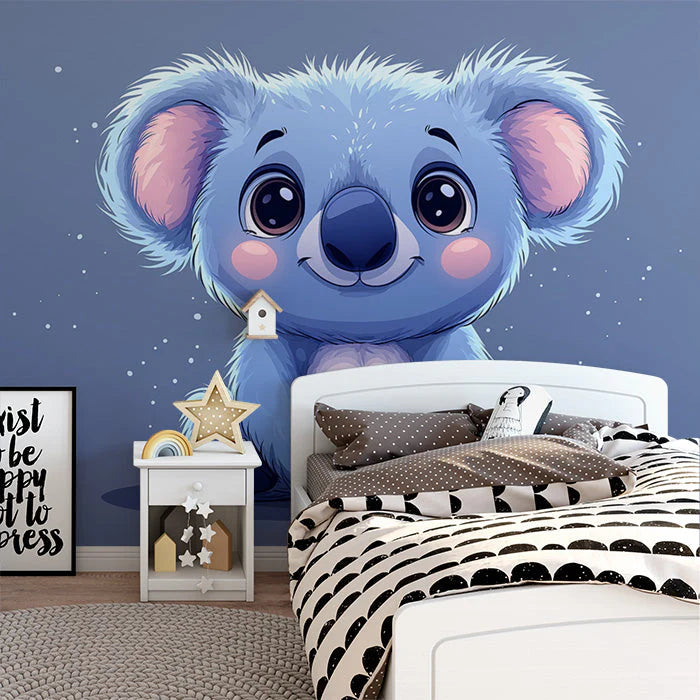 Koala Mural Wallpaper in Bedroom Gray, Orange, Green, and Various Colors Koala -1 Mural Wallpaper - pure wallpaper artwork