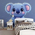 Koala Mural Wallpaper in Bedroom Gray, Orange, Green, and Various Colors Koala -1 Mural Wallpaper - pure wallpaper artwork
