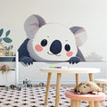 White Koala Mural Wallpaper in Playroom White, Gray, Pink, and Green Koala Mural Wallpaper - pure wallpaper artwork