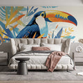 Toucan Mural Wallpaper in Bedroom Various Colors (Blue, Orange, Yellow, etc.) of Toucan Mural Wallpaper - pure wallpaper artwork