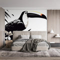 Black and WhiteToucan Mural Wallpaper in Bedroom Mural Wallpaper - pure wallpaper artwork