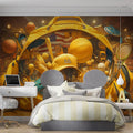 Sports Equipment Mural Wallpaper in Bedroom Various Colors (Yellow, Brown, Orange, etc.) of Sports Mural Wallpaper - pure wallpaper artwork