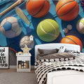 Sports Balls Mural Wallpaper in Bedroom Various Colors (Blue, Orange, Green, etc.) of Sports Balls Mural Wallpaper - pure wallpaper artwork