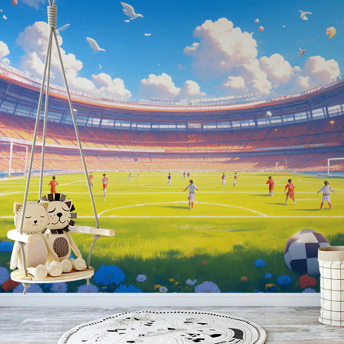 Cartoon Stadium Mural Wallpaper Various Colors of Stadium Mural Wallpaper