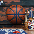Rustic Basketball Mural Wallpaper for a kids's room or playroom Orange, Blue, and Brown Basketball Mural Wallpaper - pure wallpaper artwork