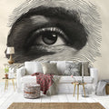 Giant Eye Mural Wallpaper in Living Room Black and Beige Eye Mural Wallpaper - pure wallpaper artwork