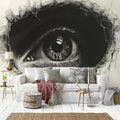 Giant Eye Mural Wallpaper in Living Room Black and Beige Eye Mural Wallpaper - pure wallpaper artwork