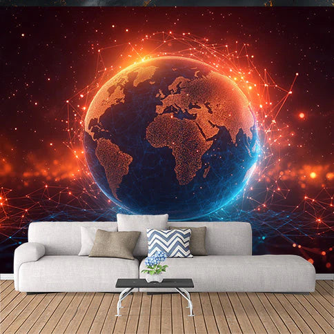 Space Earth Mural Wallpaper in Living Room Various Colors (Red, Blue, Black, etc.) of Space Earth Mural Wallpaper - pure wallpaper artwork