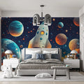 Rocket Launch Mural Wallpaper in Bedroom Various Colors (Blue, Red, Orange, etc.) of Rocket Mural Wallpaper - pure wallpaper artwork