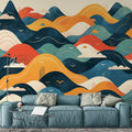 Cloudy Sunset Wallpaper in Living Room Various Colors (Orange, Green, Blue, etc.) of Sunset Mural Wallpaper - pure wallpaper artwork