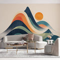Cloudy Sunset Wallpaper in Living Room Various Colors (Orange, Green, Blue, etc.) of Sunset Mural Wallpaper - pure wallpaper artwork