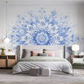Blue Floral Pattern Wallpaper in Bedroom Various Colors (Blue, White, etc.) of Flowers Mural Wallpaper - pure wallpaper artwork