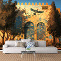 Mediterranean Village Mural Wallpaper for a commercial space Various Colors (Yellow, Blue, Green, etc.) Mural Wallpaper - pure wallpaper artwork