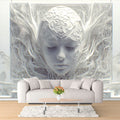 Ethereal Face Mural Wallpaper in Bedroom Various Colors (White, Gray, etc.) Ethereal Face Mural Wallpaper - pure wallpaper artwork