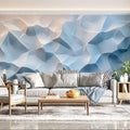 Geometric Mountain Mural Wallpaper in Living Room Various Colors (Blue, White, etc.) of Mountain Mural Wallpaper - pure wallpaper artwork
