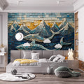 Mosaic Ocean and Sharks Mural Wallpaper in Bedroom Various Colors (Blue, Yellow, etc.) of Sharks Mural Wallpaper - pure wallpaper artwork