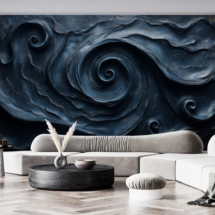 Dark Swirl Mural Wallpaper for a Commerical Space Dark Blue Dark Swirl Mural Wallpaper - pure wallpaper artwork