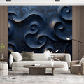 Dark Swirl Mural Wallpaper in Living Room Dark Blue Dark Swirl for a living room Mural Wallpaper - pure wallpaper artwork