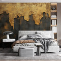 Gold and Black Mural Wallpaper in Bedroom Gold and Black Wooden Board Mural Wallpaper - pure wallpaper artwork