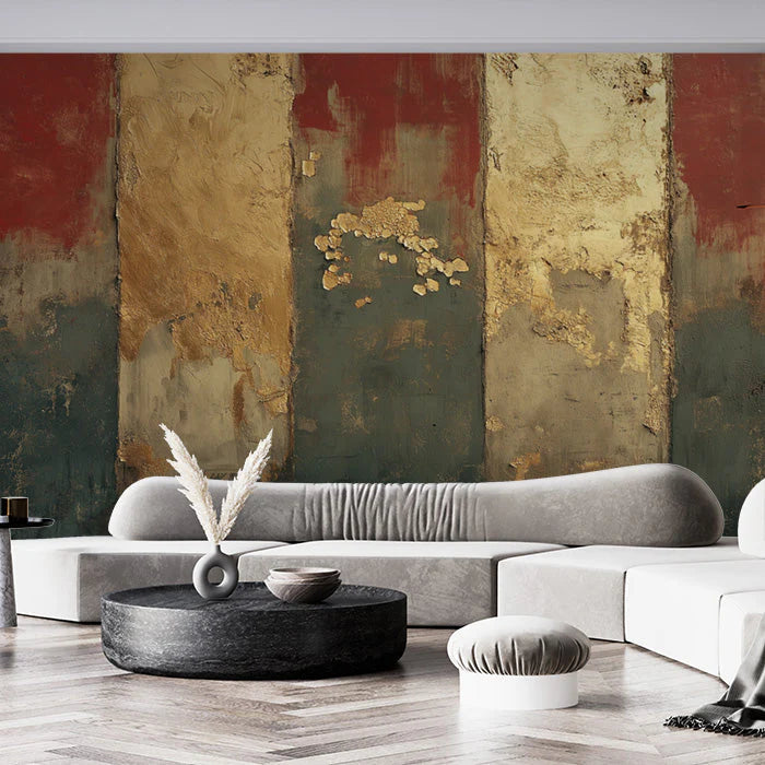 Black and Gold Panel Mural Wallpaper in Living Room Black and Gold Wooden Panel Mural Wallpaper - pure wallpaper artwork