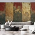 Black and Gold Panel Mural Wallpaper in Living Room Black and Gold Wooden Panel Mural Wallpaper - pure wallpaper artwork
