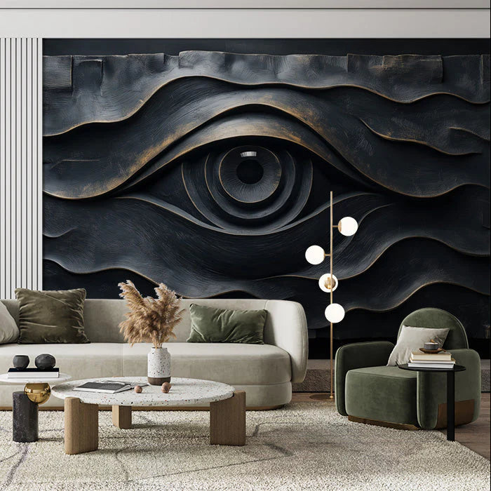 Giant Eye Mural Wallpaper in Living Room Dark Blue and Black Eye Mural Wallpaper - pure wallpaper artwork