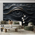Giant Eye Mural Wallpaper in Living Room Dark Blue and Black Eye Mural Wallpaper - pure wallpaper artwork