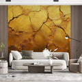 Cracked Gold Mural Wallpaper in Living Room Gold and Brown Surface Mural Wallpaper - pure wallpaper artwork