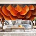 Giant Orange Leaf Mural Wallpaper in Living Room Various Shades of Orange Leaves Mural Wallpaper - pure wallpaper artwork