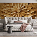 Wooden Sunflower Mural Wallpaper in Bedroom Golden Brown Sunflower Mural Wallpaper - pure wallpaper artwork