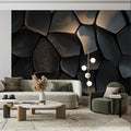 Black and Gold Organic Pattern Mural Wallpaper in Living Room Black and Gold Patterns Mural Wallpaper - pure wallpaper artwork