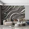 Black and White Swirl Mural Wallpaper in home office Black and White Swirl Mural Wallpaper - pure wallpaper artwork